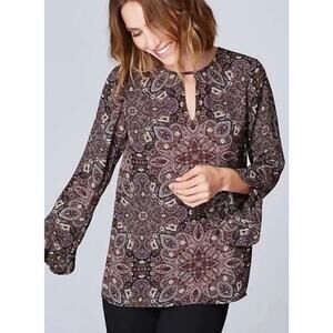 NWT J. Jill Paisley Ruffle Sleeve Blouse Small